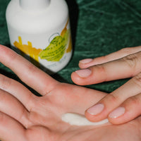 Close up of Shasta AHA Acid Wash on palm of hands.